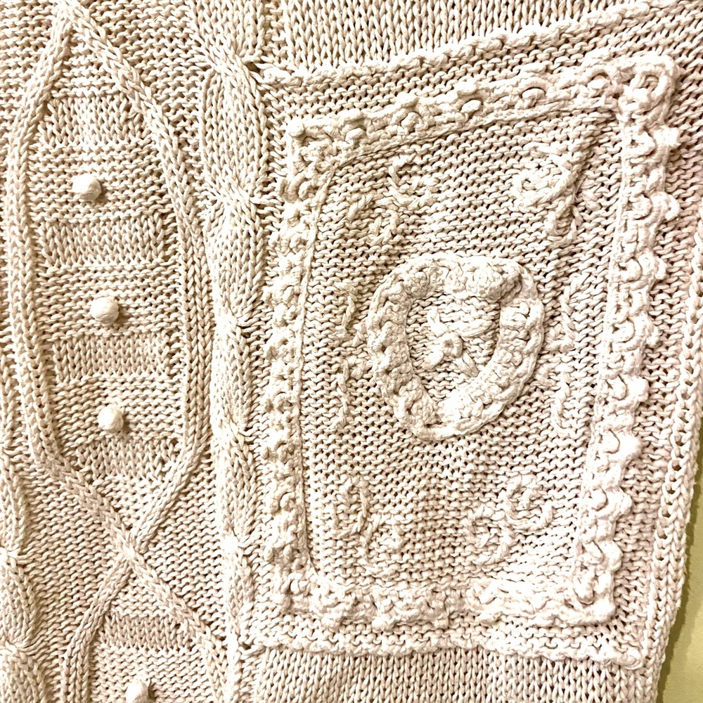 Vintage cotton / ramie sweater Aran style sweater - Picture 2 of 11